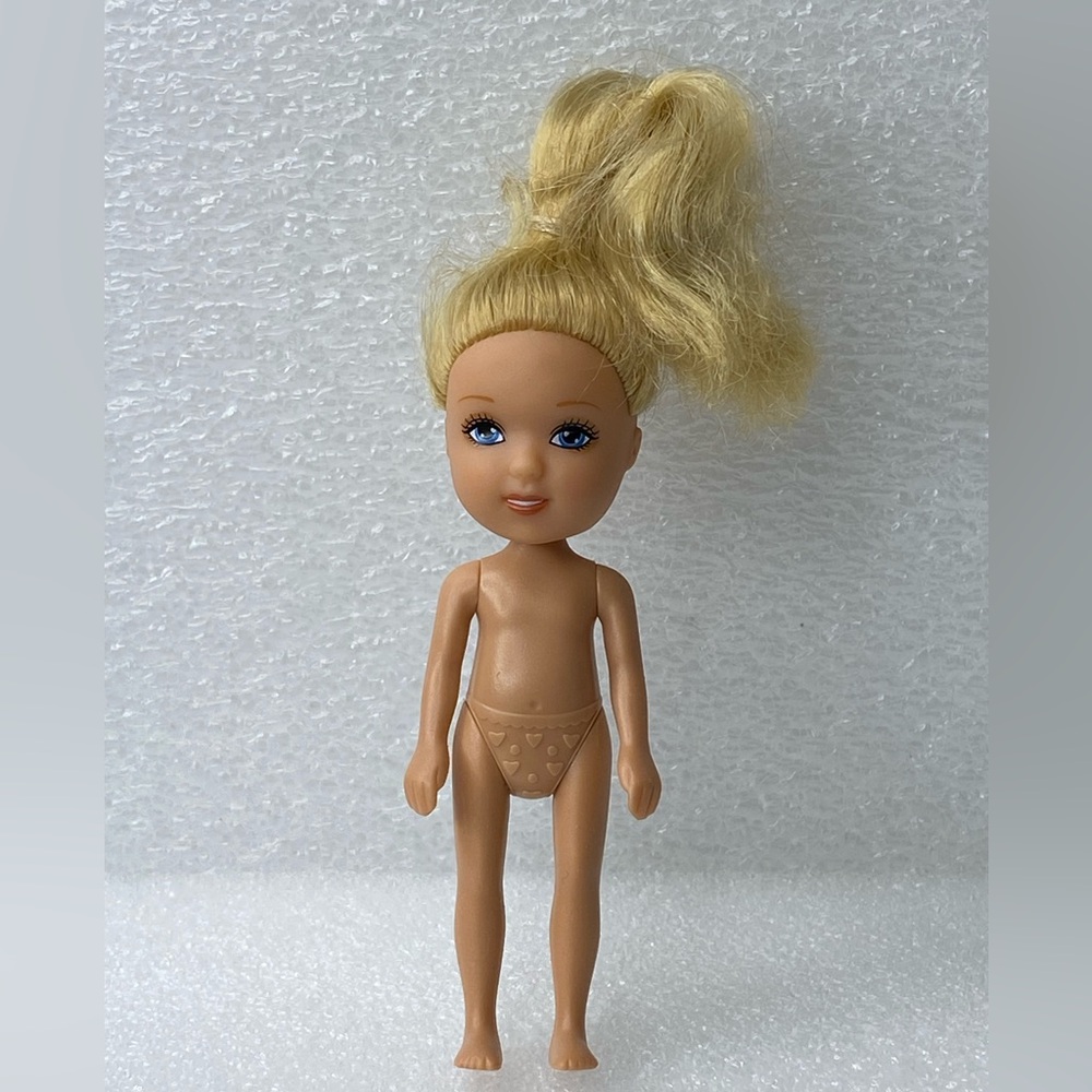 Chic Boutique Vintage Plastic Mini Doll Girl
Blonde Hair Blue Eyes 4.5" Tall